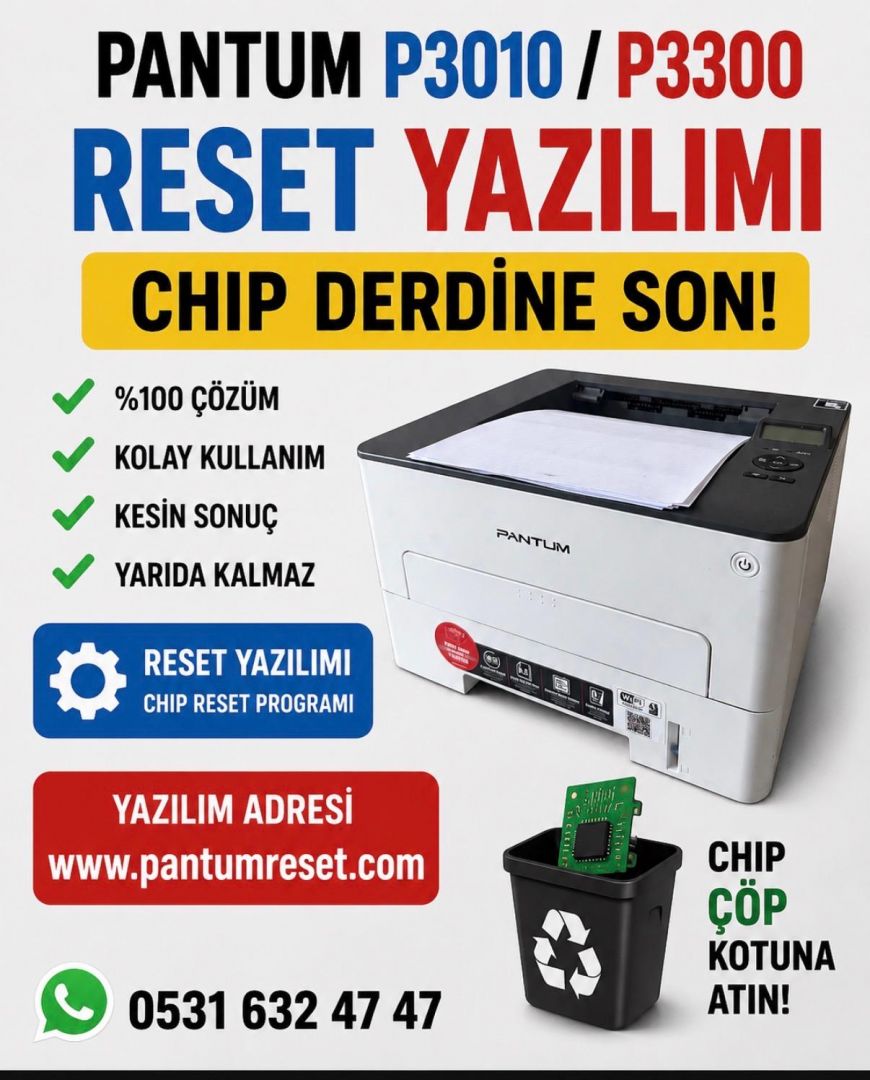 Pantum P3010D, P3010DW Reset Yazılımı Firmware Fix